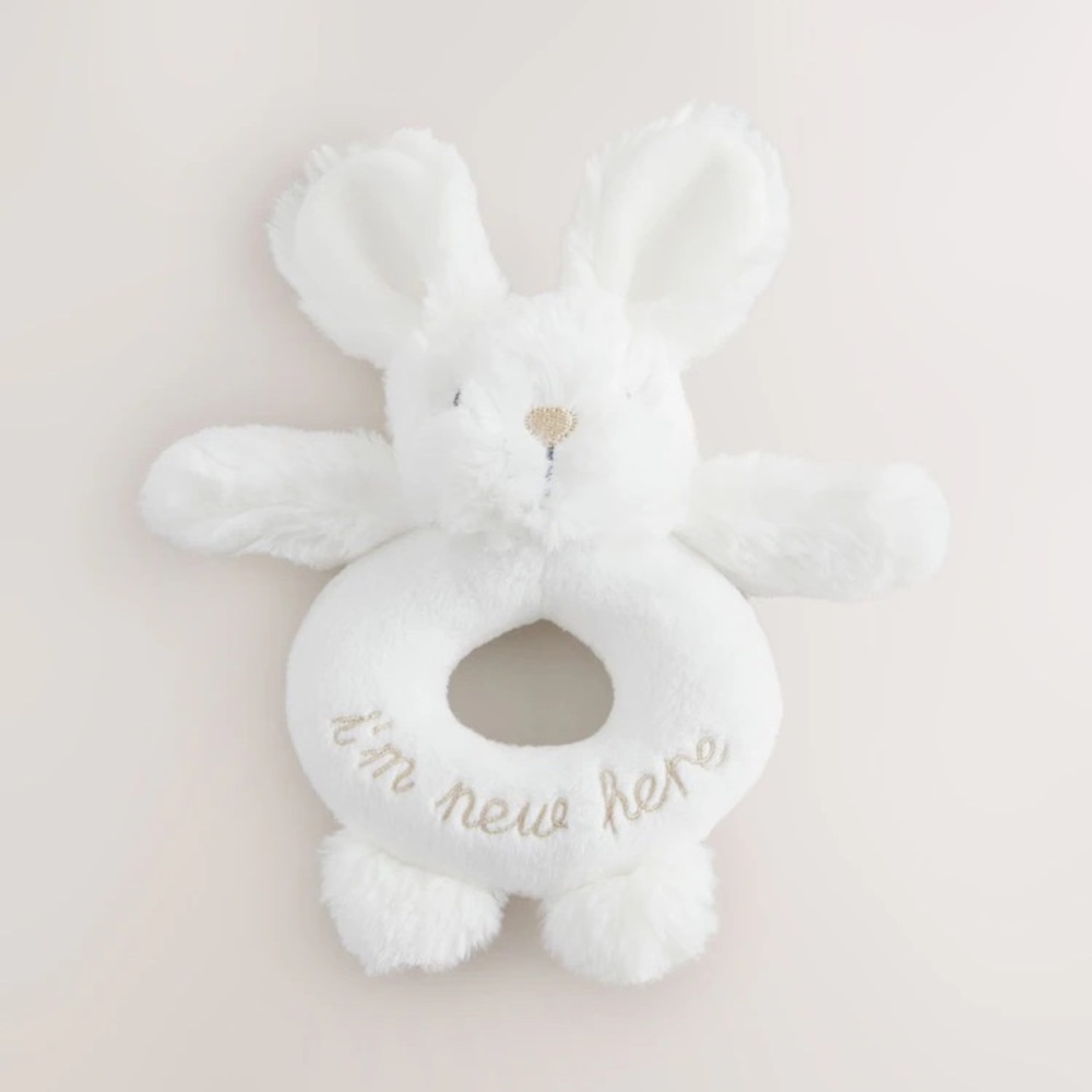 White Plush Bunny Rattle Toy